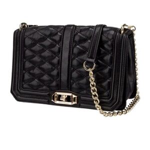 Rebecca Minkoff | Black and Gold | Quilted Love Crossbody Bag